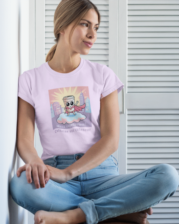 T Shirt – Mera Super Power: Caffeine aur Cuteness